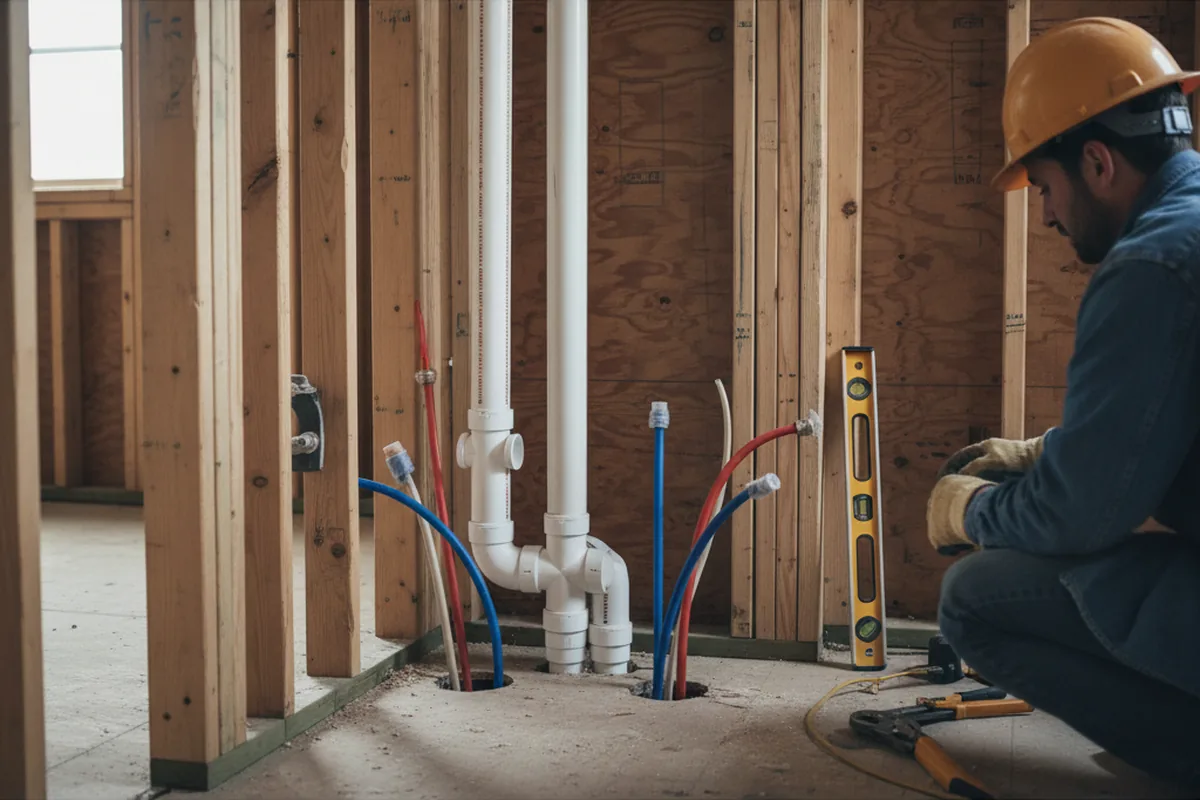 Drain and supply rough-in during Drain Cleaning in Spencer